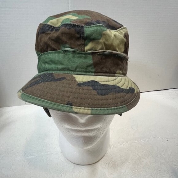 VTG US Army Military Cold Weather Patrol Ear Flap Cap Woodland Camo Pattern - Picture 2 of 12